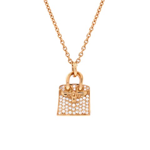 Birkin Amulette Pendant Necklace 18K Rose Gold and Diamonds