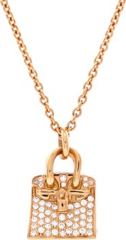 Pre-Owned Hermes Birkin Amulette Pendant Necklace 18K Rose Gold and Diamonds