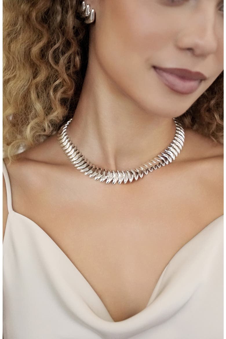 Vortex Collar Necklace, Alternate, color, SILVER