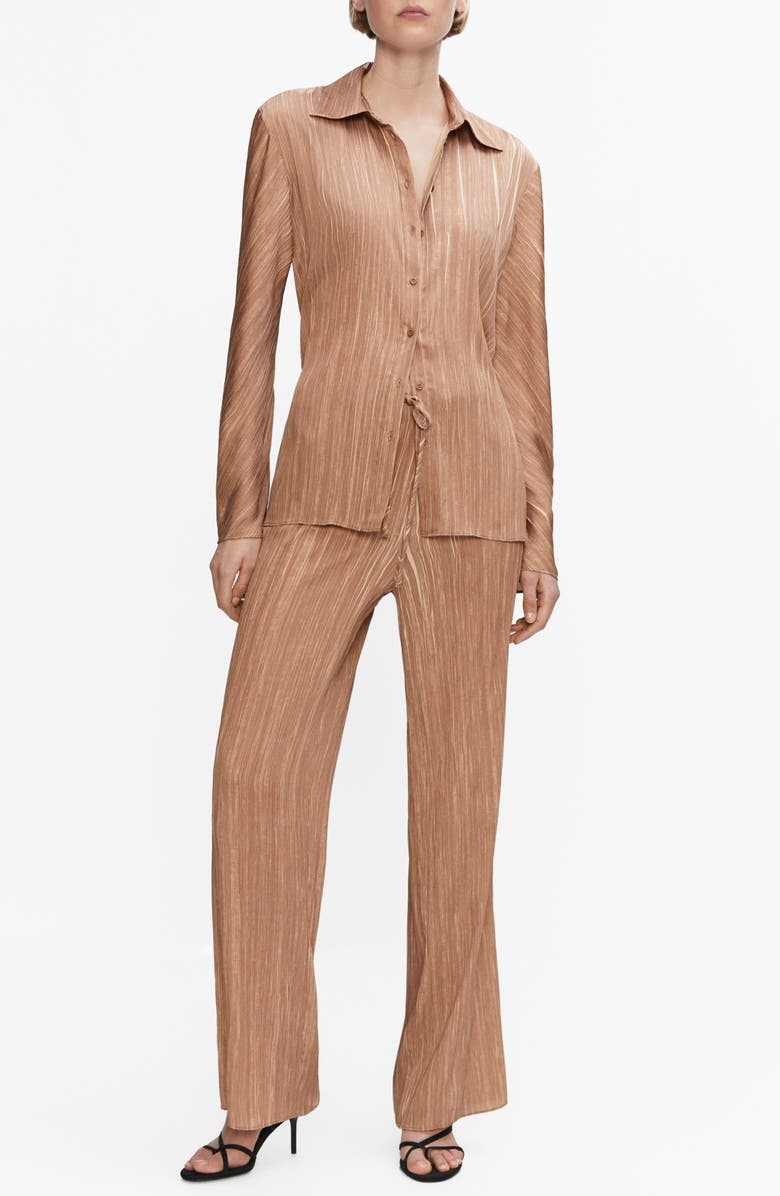 MANGO Pleated Satin Pants, Alternate, color,