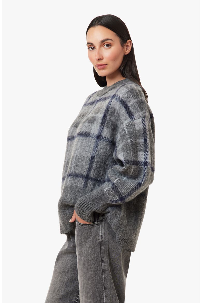 Brushed Plaid Sweater, Alternate, color, GREY