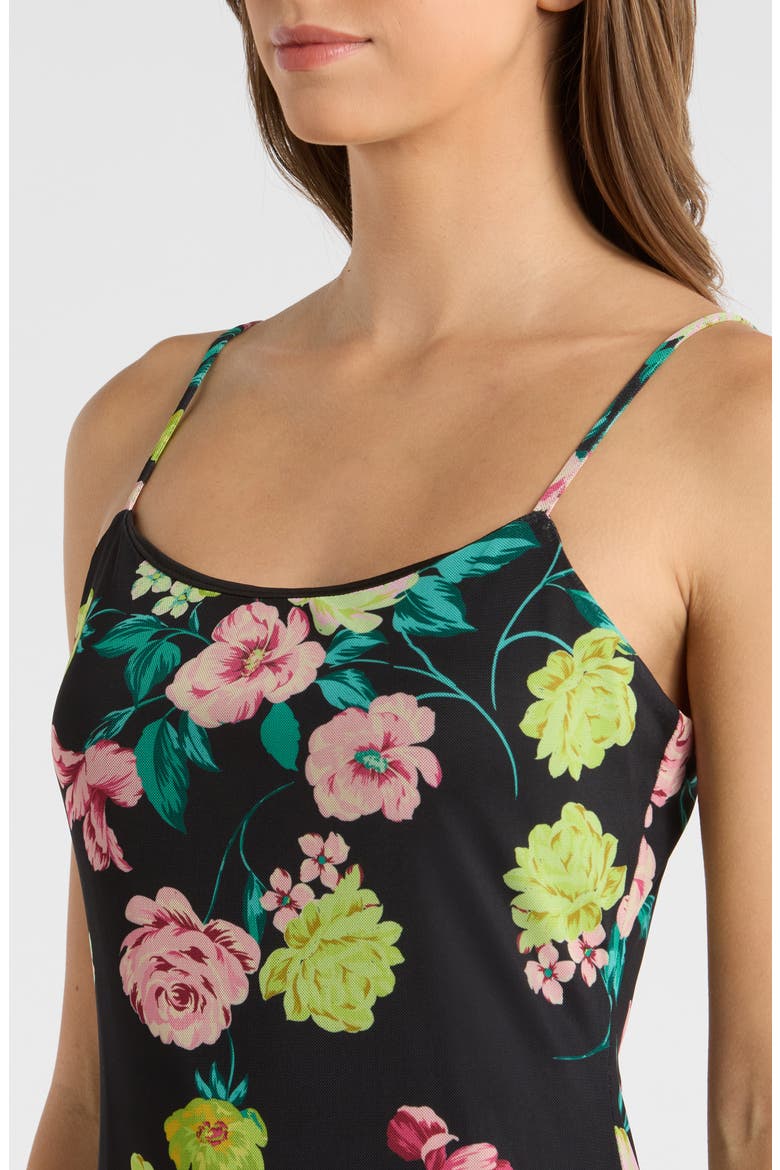 Giselly Floral Print Georgette Slipdress, Alternate, color, BLACK DITSY FLORAL