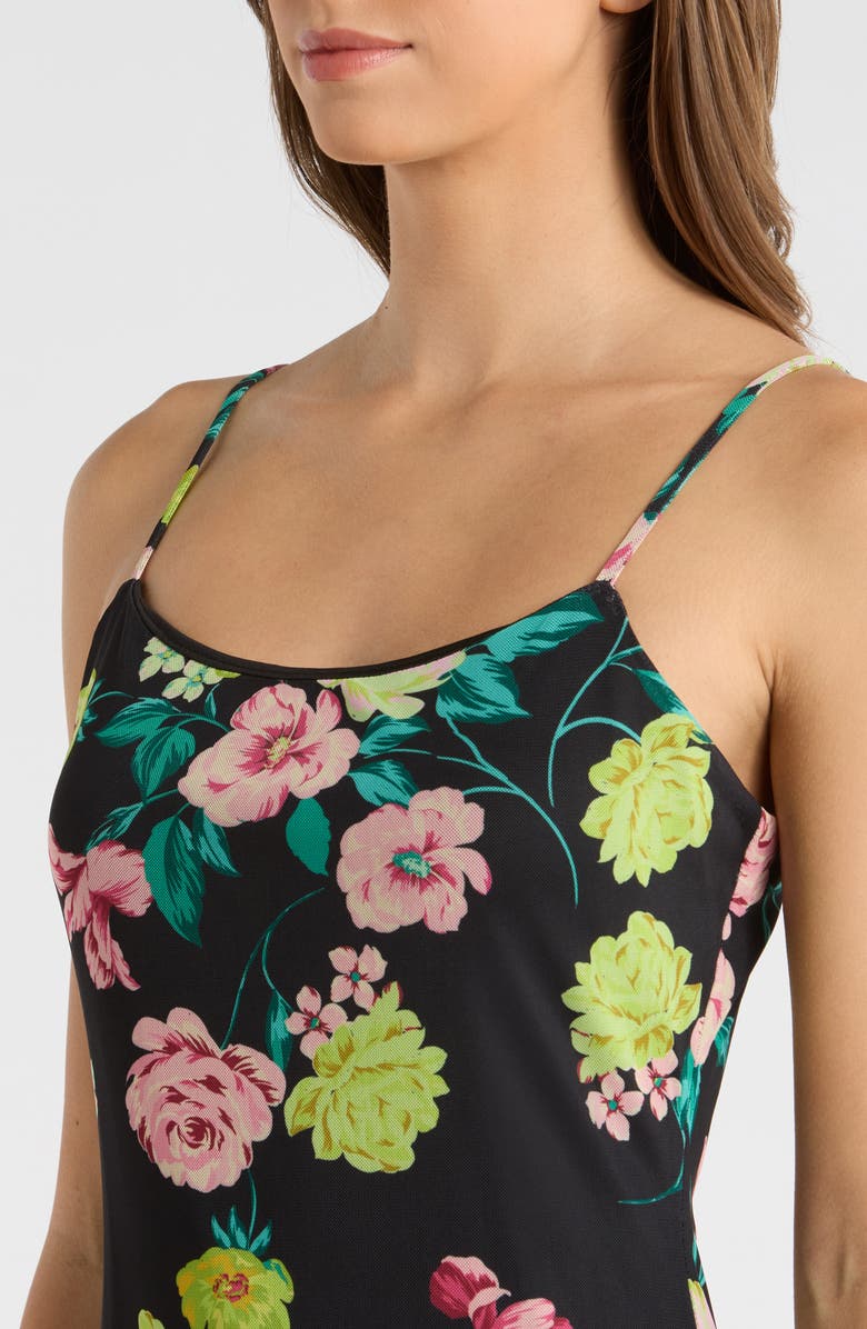 Steve Madden Giselly Floral Print Georgette Slipdress, Alternate, color, Black Ditsy Floral