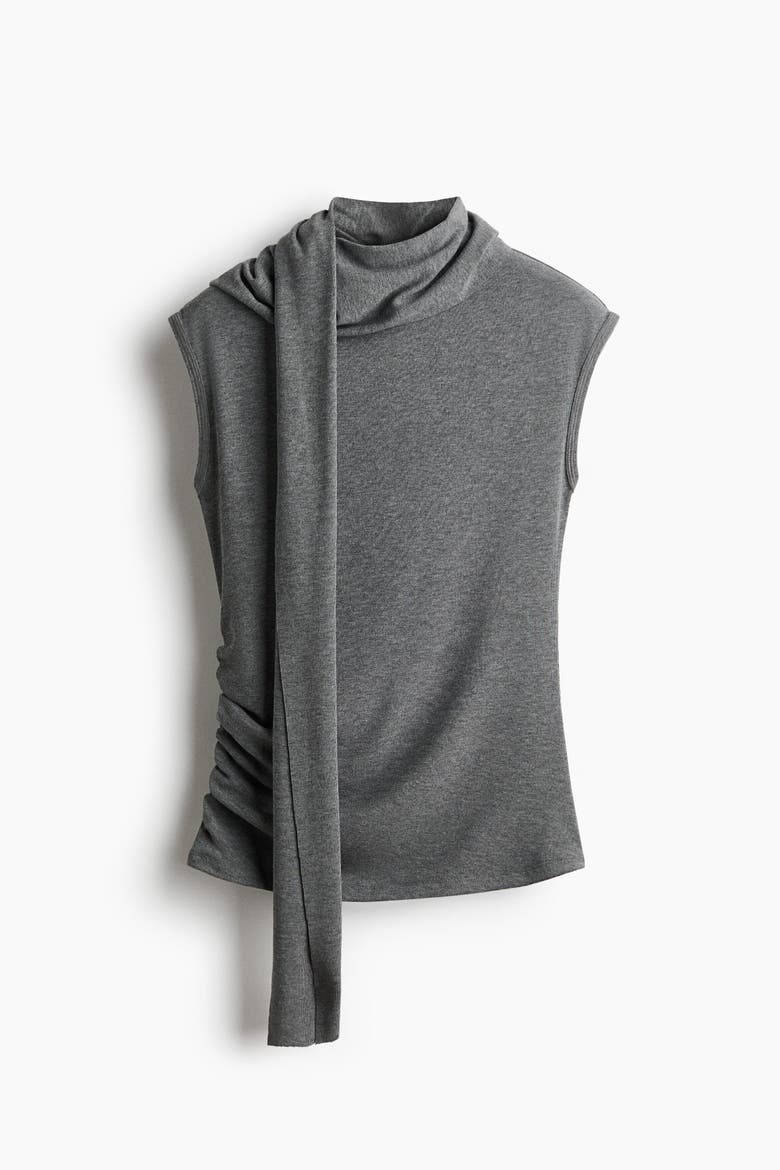Top With Scarf Collar, Alternate, color, Dark gray melange