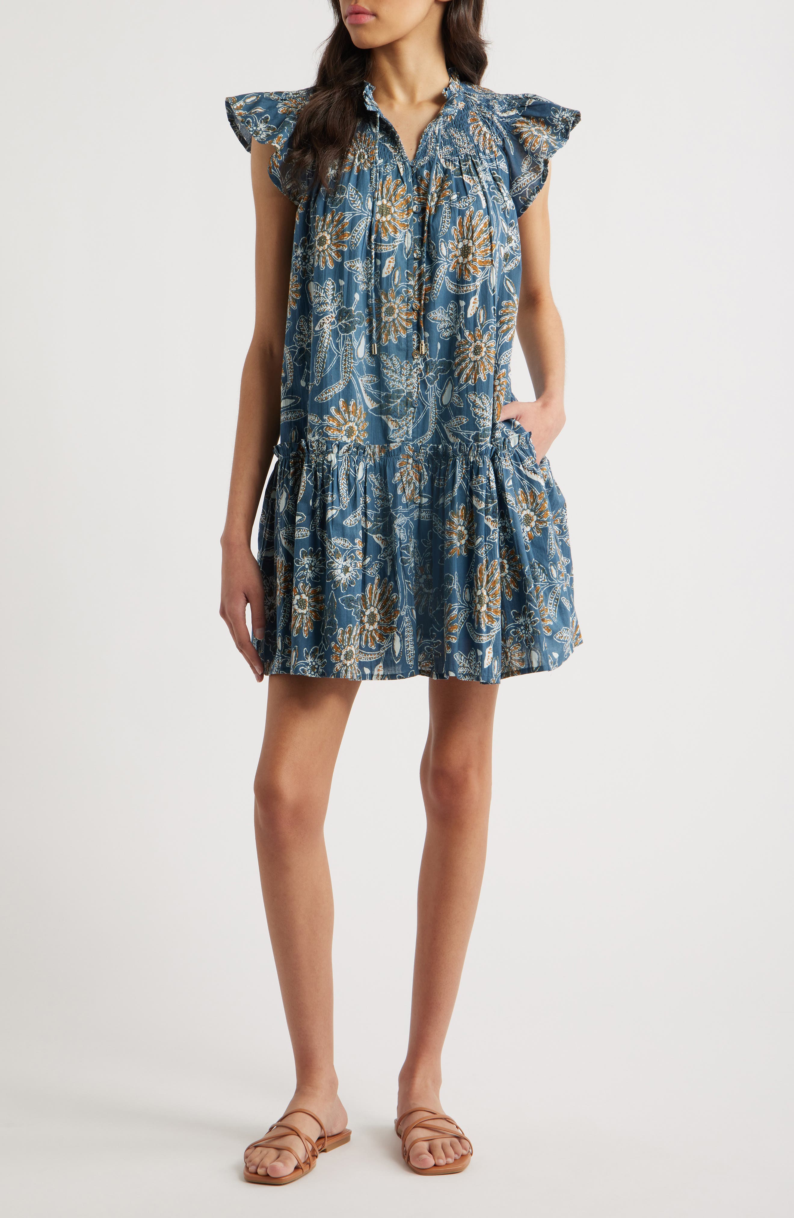 Cleobella Lydia Floral Organic Cotton Babydoll Dress