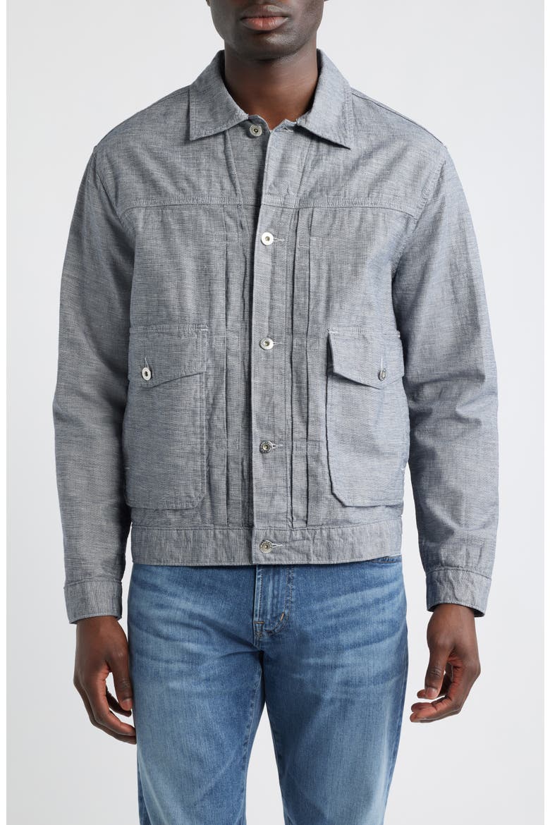 Sid Cotton & Linen Trucker Jacket, Alternate, color, STERLING