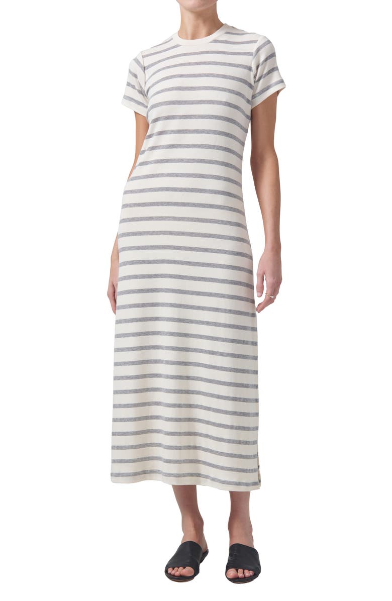 Citizens of Humanity Goldie Stripe Rib Maxi T-Shirt Dress, Main, color, 