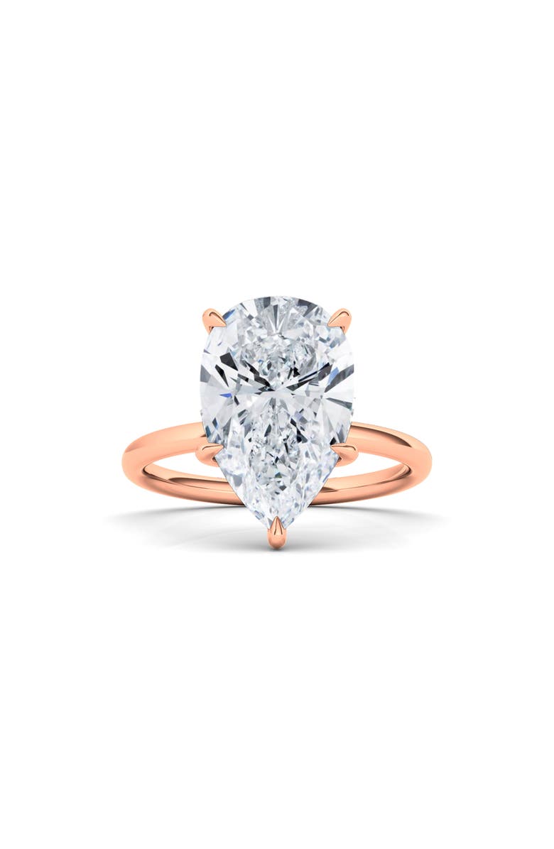 HauteCarat Pear Cut Lab Grown Diamond Ring, Main, color, 2.00 Ctw 18K Rose Gold