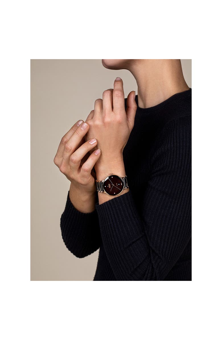 RADO Centrix Diamond Ceramic Bracelet Watch, 30.5m, Alternate, color, Brown