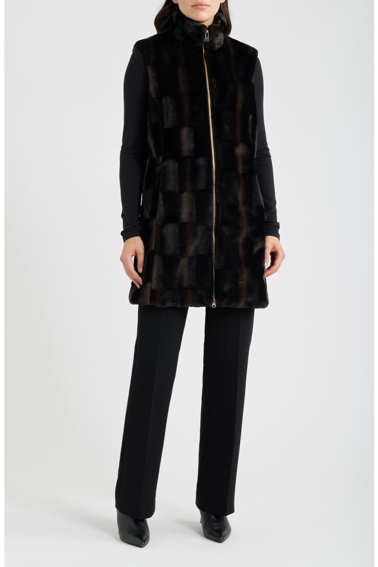 Faux Fur Vest, Main, color, BLACK OMBRE