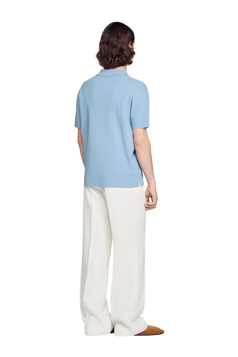 Stretch knit polo shirt, Alternate, color, Sky blue