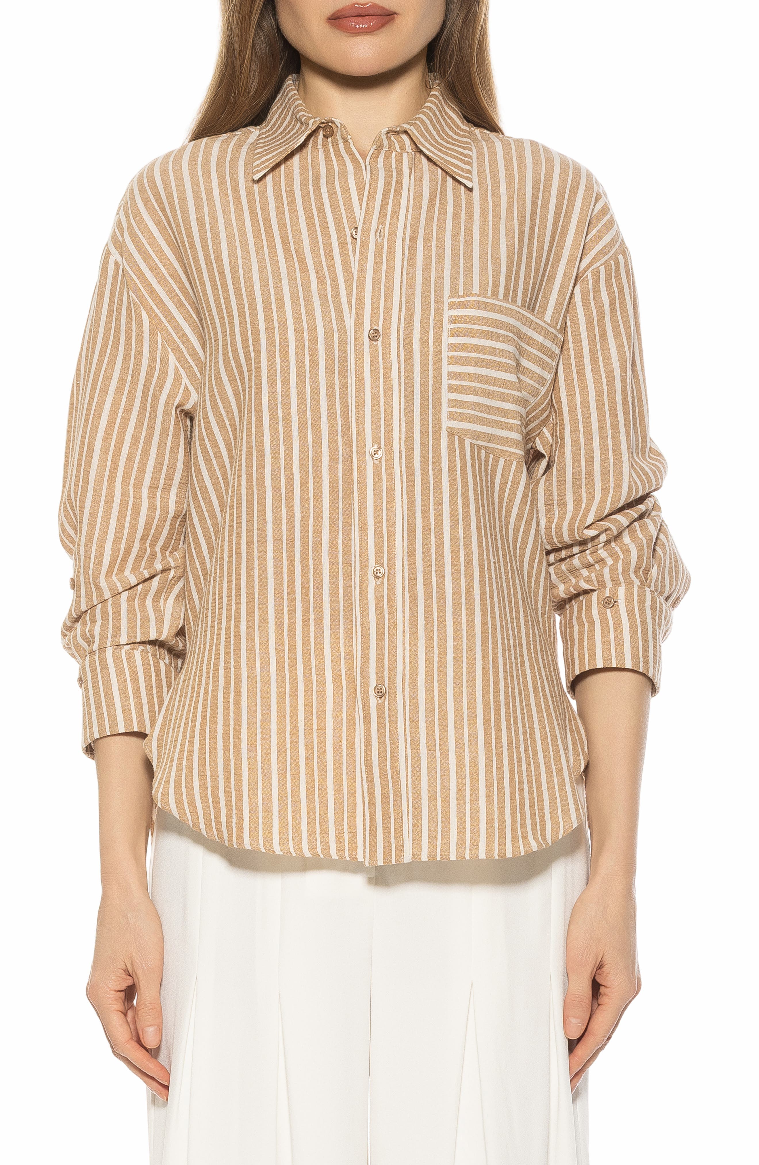 Alexia Admor Tammi Oversize Button-up Shirt In Brown