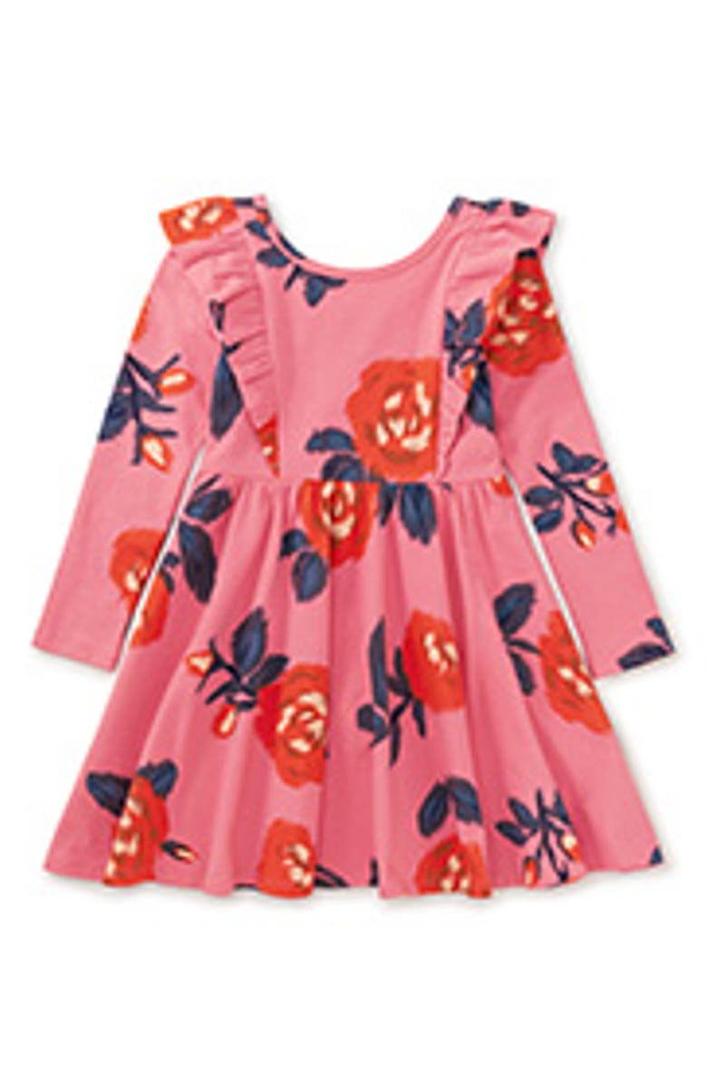 Tea Collection Ruffle Shoulder Ballet Dress, Main, color, Turkish Rose