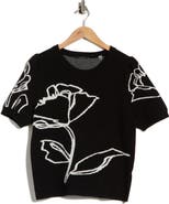 T Tahari Intarsia Puff Sleeve Sweater