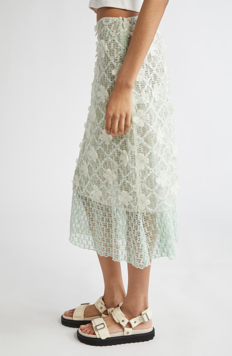 Siedrés Lunies Floral Appliqué Sheer Lace Midi Skirt, Alternate, color,