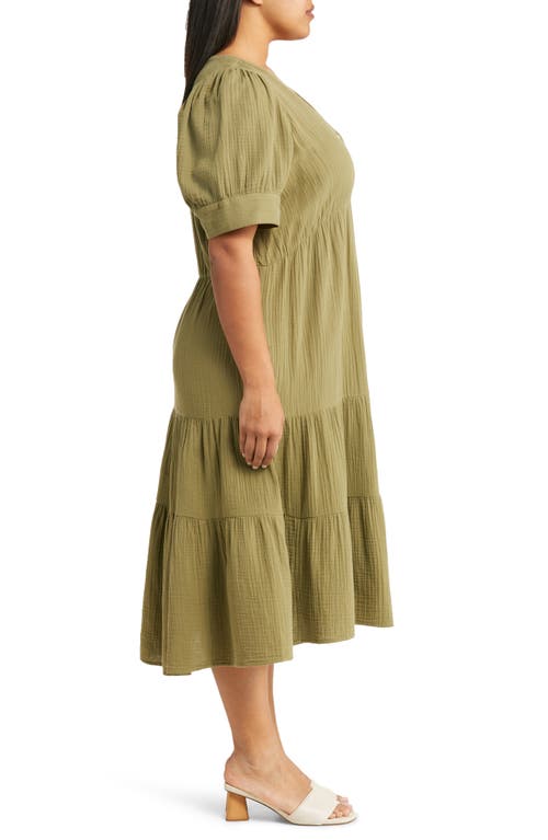 MADEWELL MADEWELL LIGHTSPUN TIERED BUTTON FRONT MIDI DRESS 