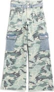 Tractr Kids' Camo Print Wide Leg Cargo Jeans