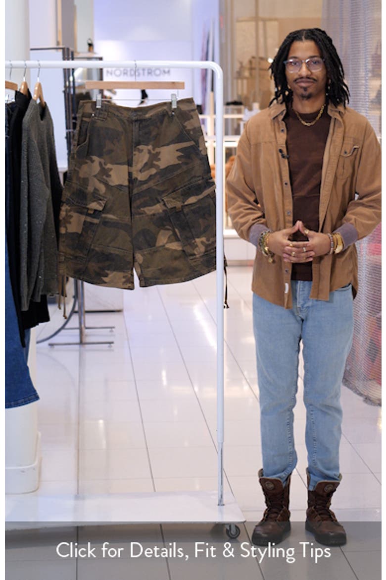 Camo Oversize Cotton Cargo Shorts video