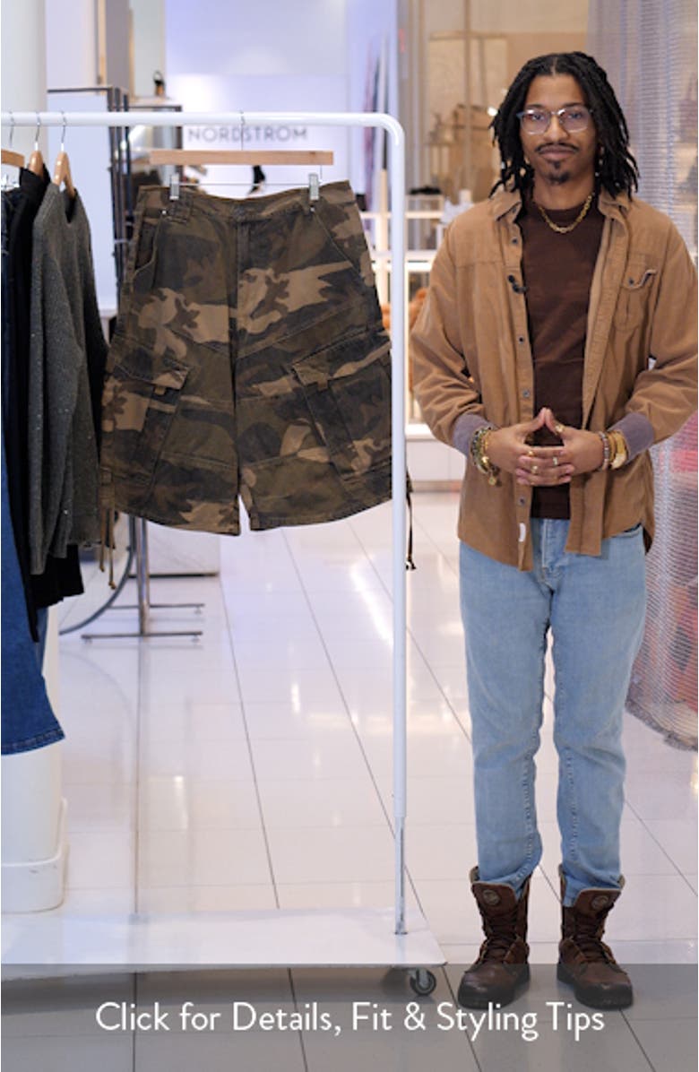 Camo Oversize Cotton Cargo Shorts, sales video thumbnail