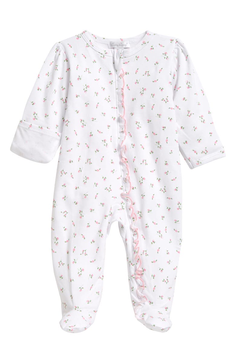 Kissy Kissy Floral Ruffle Edge Pima Cotton Footie, Main, color, Asst