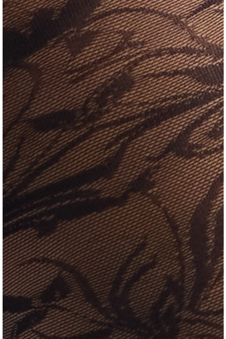 Floral Brocade Sheer Tights, Alternate, color, BLACK
