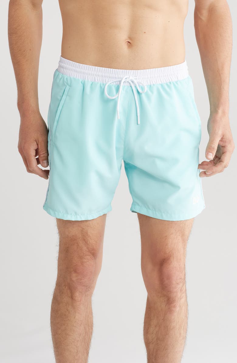 BOSS Starfish Recycled Polyester Swim Trunks, Main, color, Open Grn