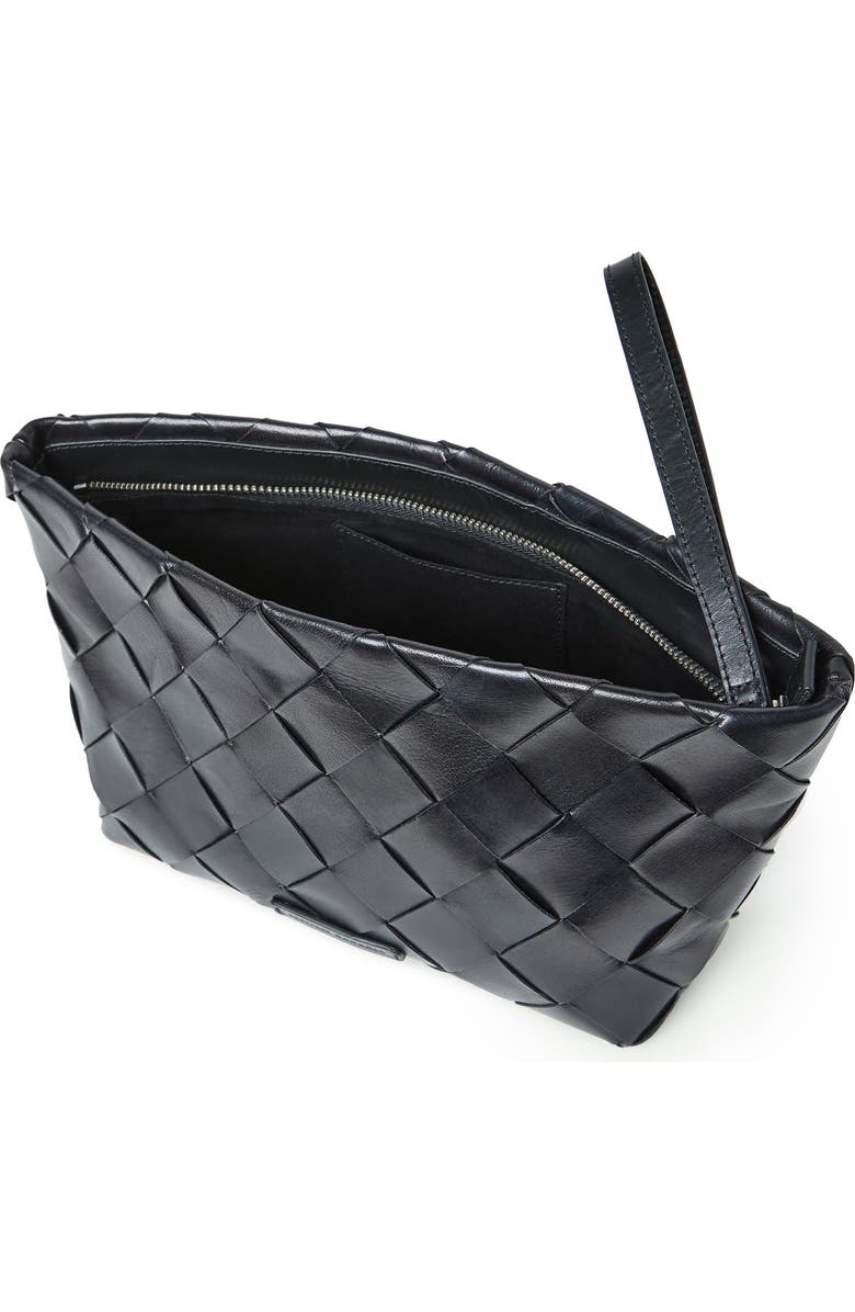 Loeffler Randall Melina Woven Leather Clutch, Alternate, color, Black