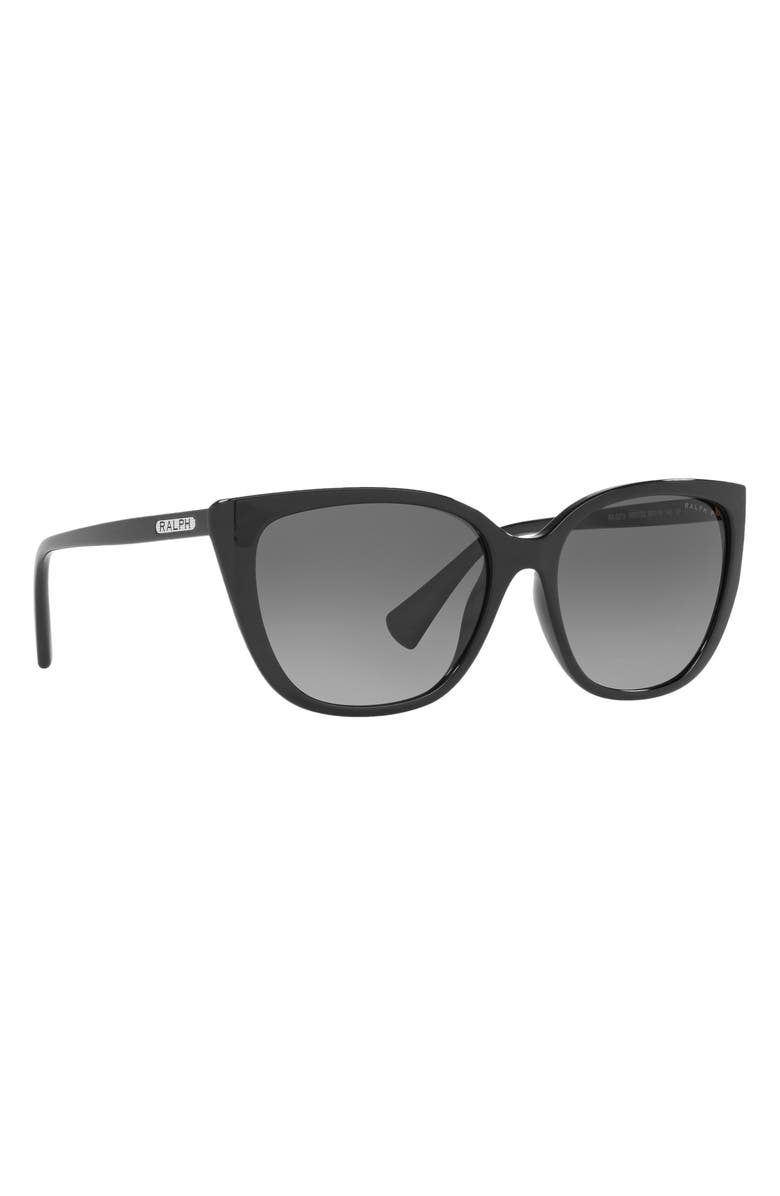 RALPH 56mm Polarized Butterfly Sunglasses, Alternate, color, Black / Polar Gradient Grey