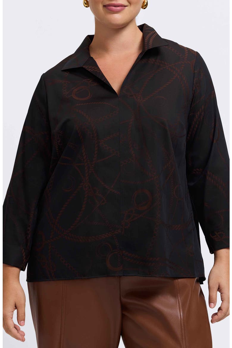 Agnes Print Popover Top, Main, color, COFFEE BROWN/ BLACK