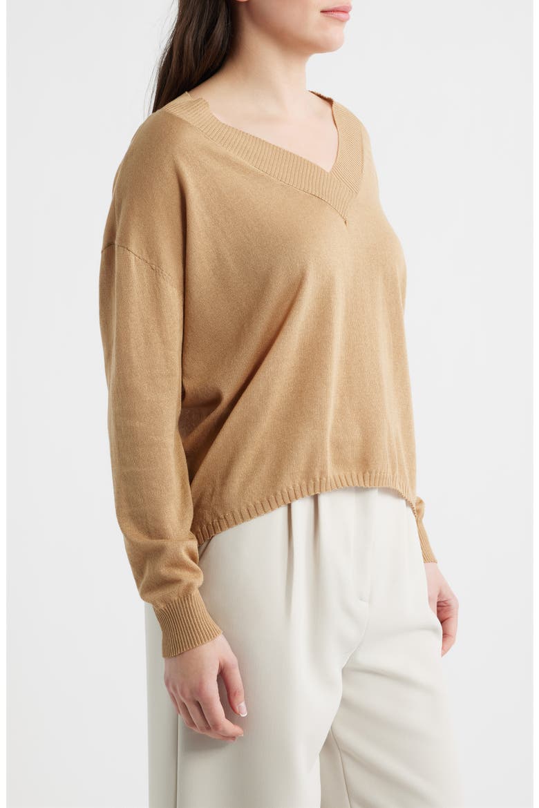 Cefalonia Drop Shoulder Semisheer Cotton Blend Sweater, Alternate, color, VISON