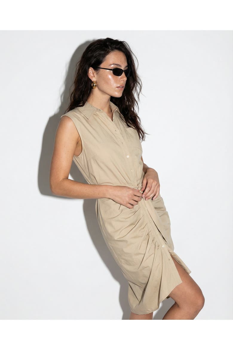 The Sleeveless Wrap Front Dress, Alternate, color, Taupe