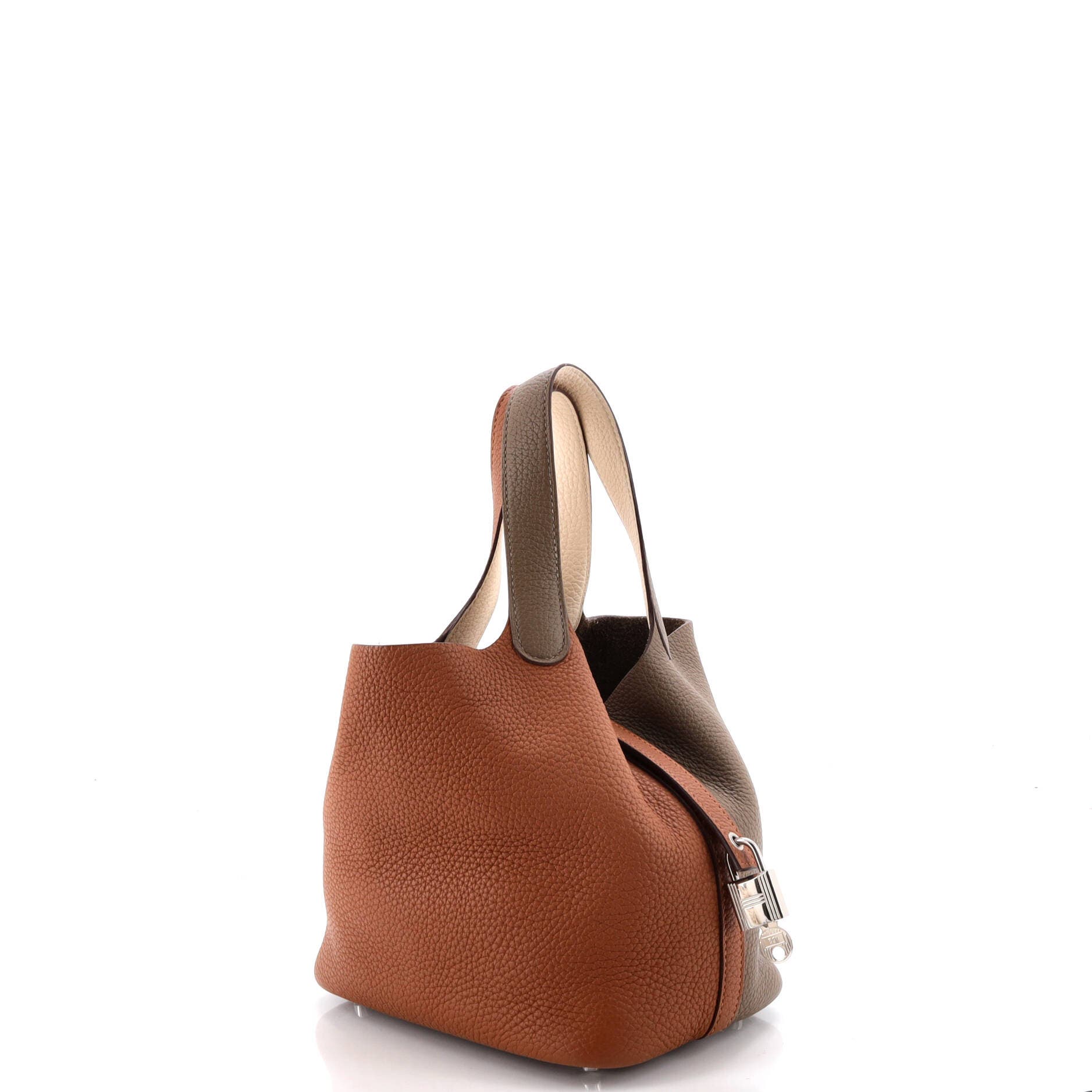 Picotin Lock Bag Tricolor Clemence PM, Alternate, color, Brown