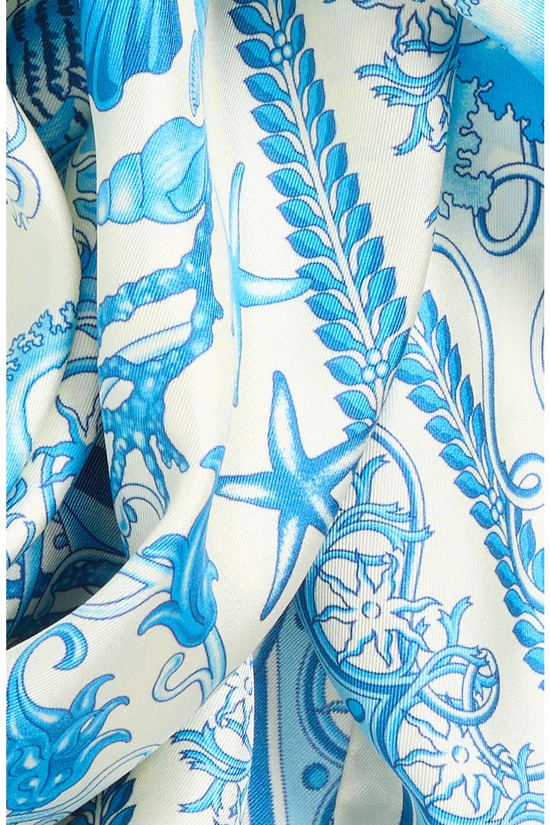 Underwater Barocco Silk Square Scarf, Alternate, color, EGGSHELL BRIGHT BLUE