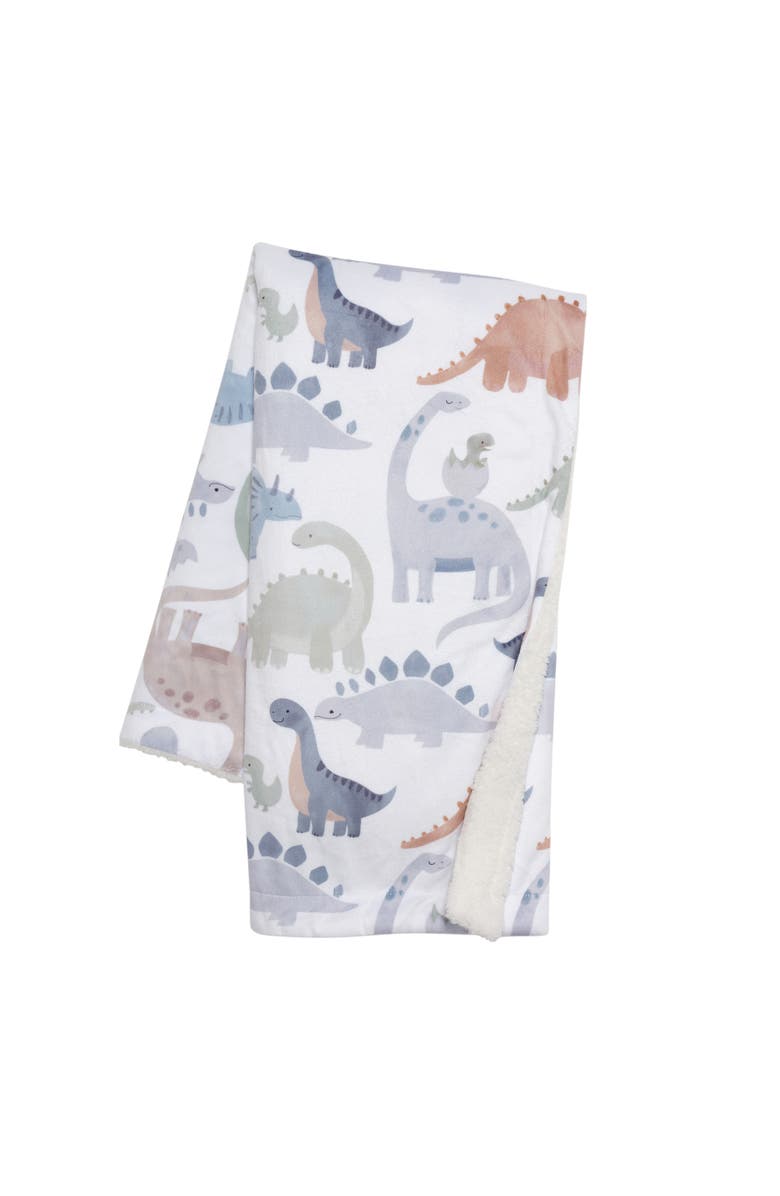 Lambs 
Ivy Dino-Might Ultra-Soft Fleece Watercolor Dinosaur Baby Blanket, Main, color, White