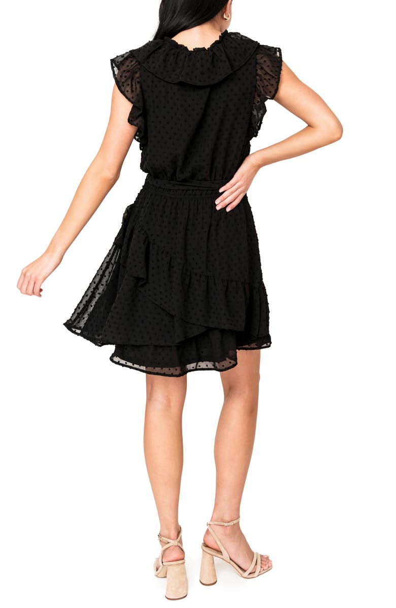 GIBSONLOOK Ruffles for Days Clip Dot Chiffon Minidress, Alternate, color, Black