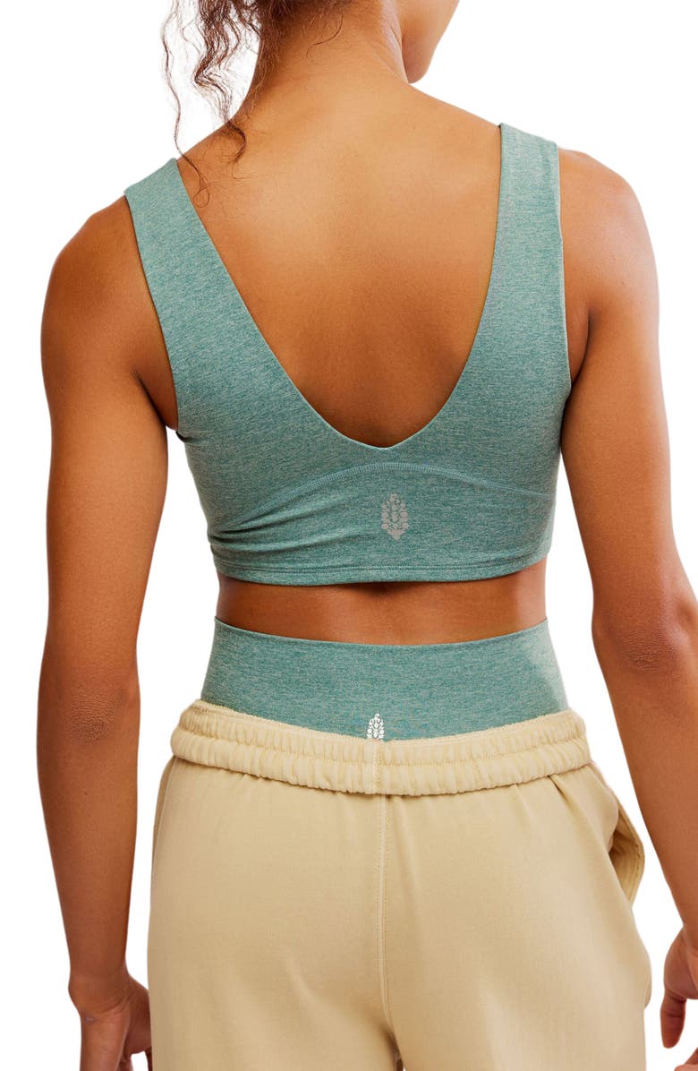 Free People FP Movement Never Better Heather Crop Top, Alternate, color, Midnight Jade Heathe