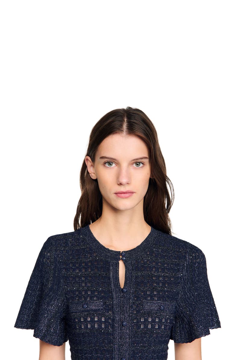 SANDRO Rhinestone knit maxi dress, Alternate, color, 