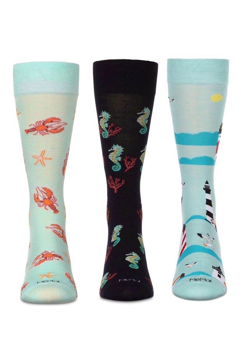 Assorted 3-Pack Crew Socks, Main, color, AQUA