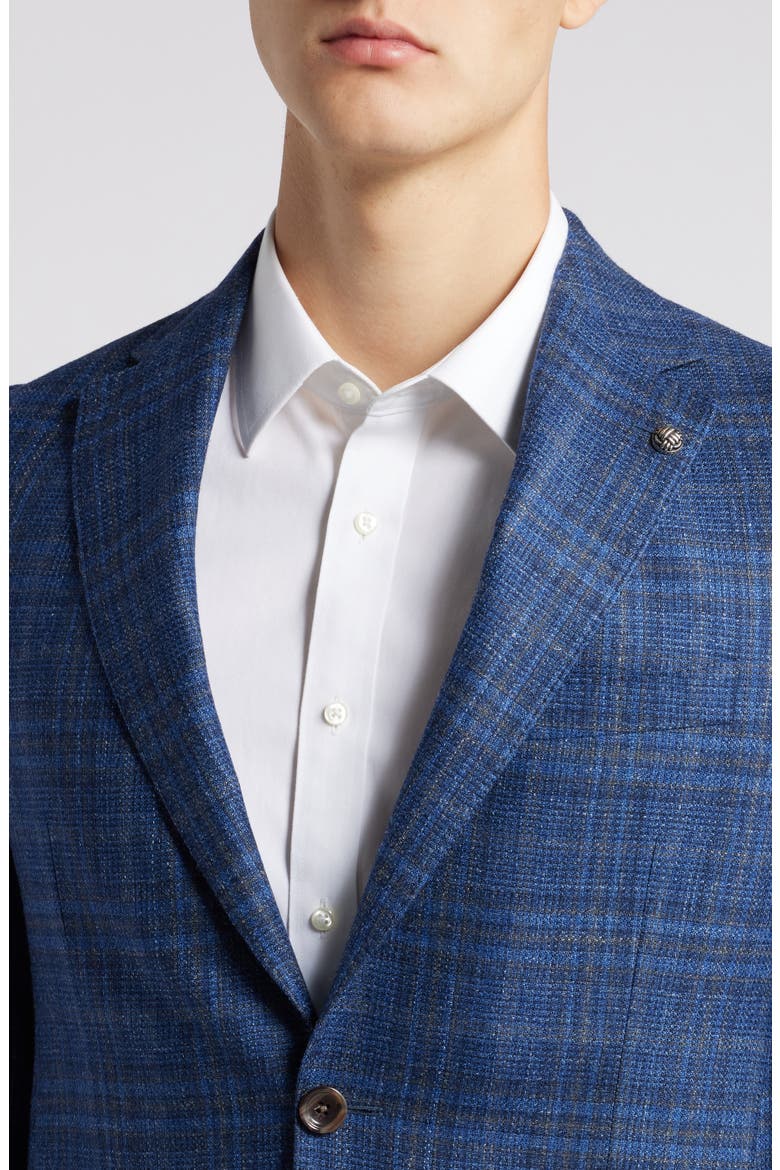 Midland Plaid Wool & Silk Blend Sport Coat, Alternate, color, BLUE