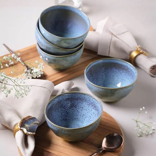 Porto Brasil Organic Soup/dessert Bowl Set Of 6 In Blue
