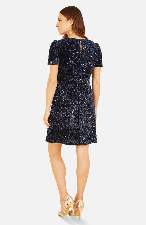 Yumi Sequin Tunic Mini Dress In Blue