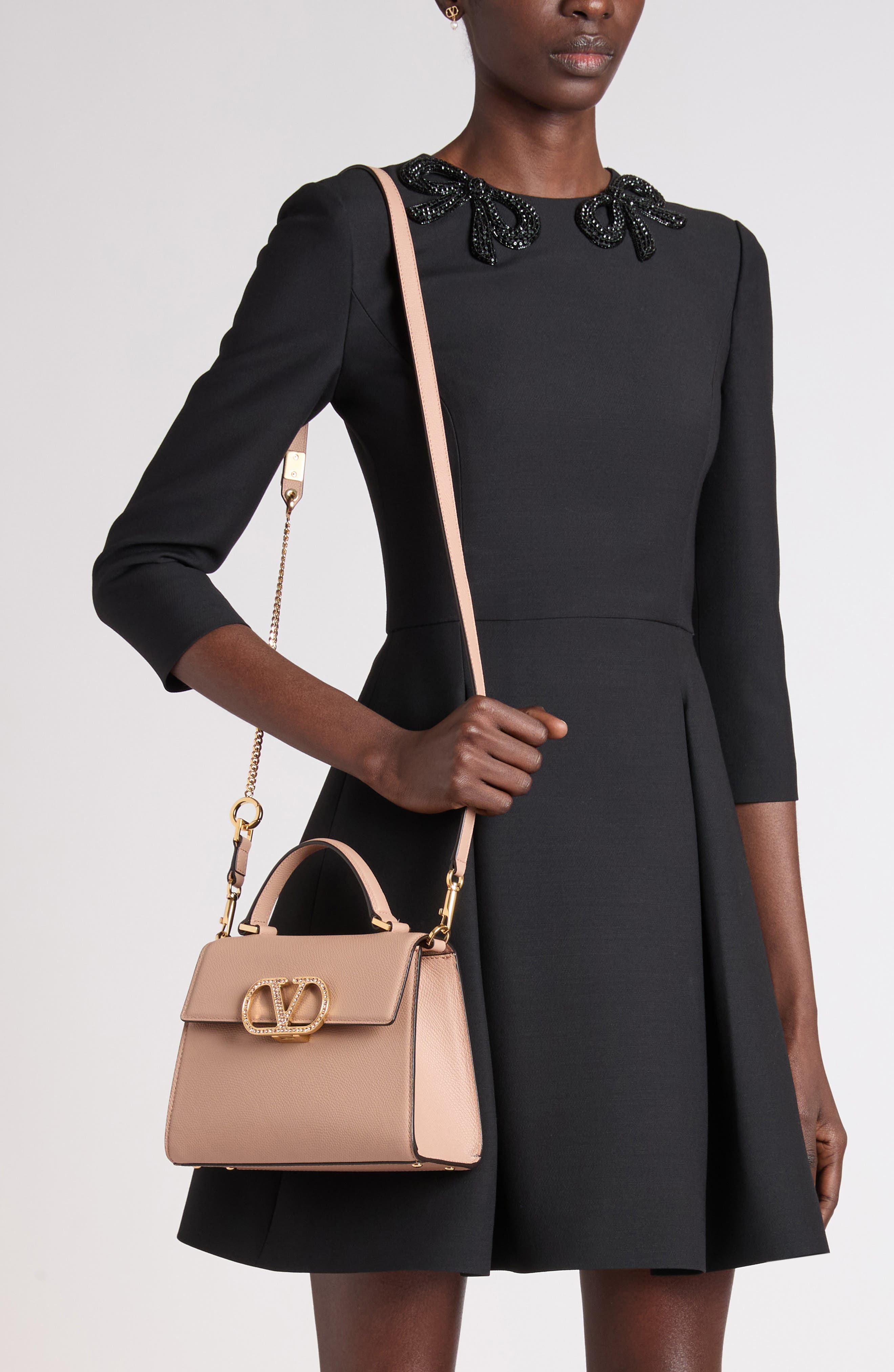 Small Vsling Leather Top Handle Bag, Alternate, color, ROSE