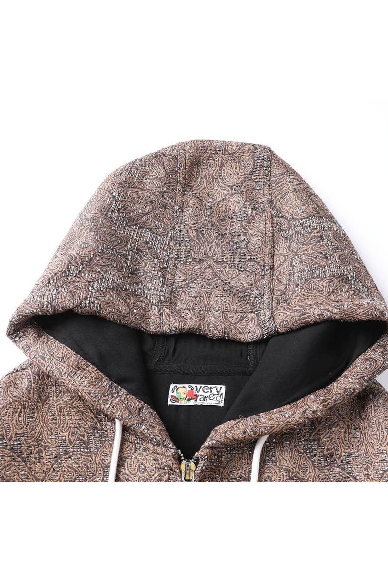 Damask Hoodie, Alternate, color, Brown
