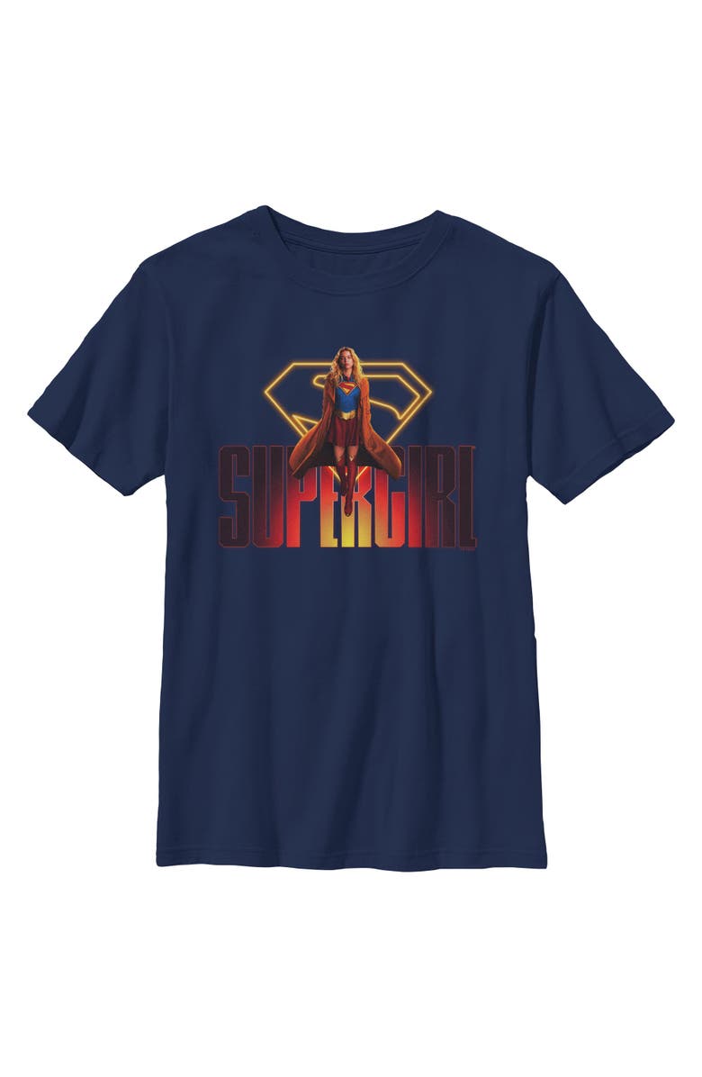 Supergirl Boy's Supergirl Kara Flying Logo  Graphic T-Shirt, Main, color, Navy Blue