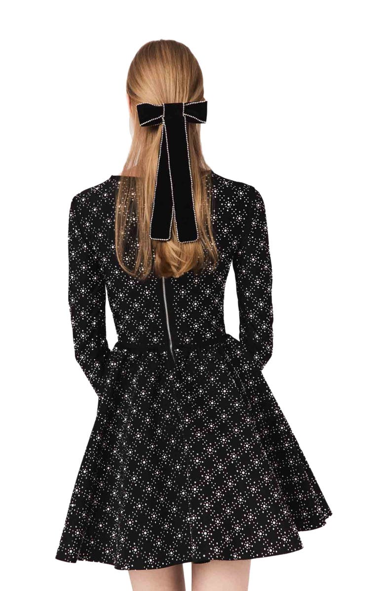 maje Pearl and rhinestone skater dress, Alternate, color, Black