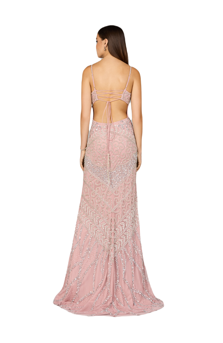 LARA New York Embellished Gown with Slit And Low Back, Alternate, color, 