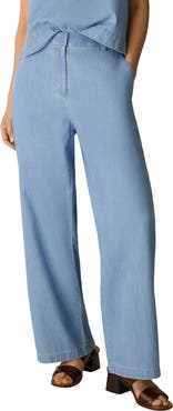 Eileen Fisher Wide Leg Organic Cotton Denim Pants