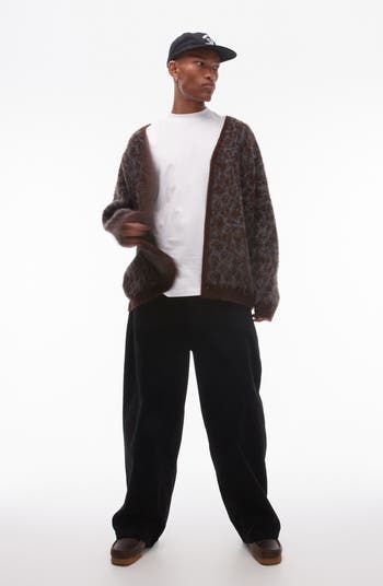 Topman Relaxed Fit Brushed Leopard Cardigan | Nordstrom