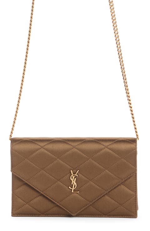 Paris Diamond Quilted Satin Wallet on a Chain