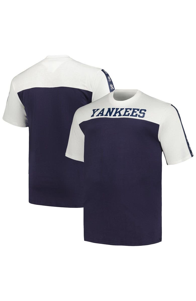 PROFILE Men's Profile White/Navy New York Yankees Big & Tall Yoke Knit T-Shirt, Main, color, White